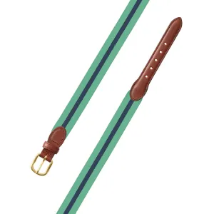 Mint Green & Navy Belgian Surcingle Leather Tab Belt