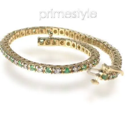 1.00-6.00 CT Round Cut Green Emeralds & Diamonds - Color Stones Bracelet