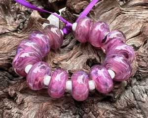 13 Plum Purple Lampwork Beads Set SRA