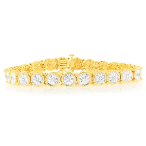 1/4 Carat Diamond Bracelet in Gold Plated Silver