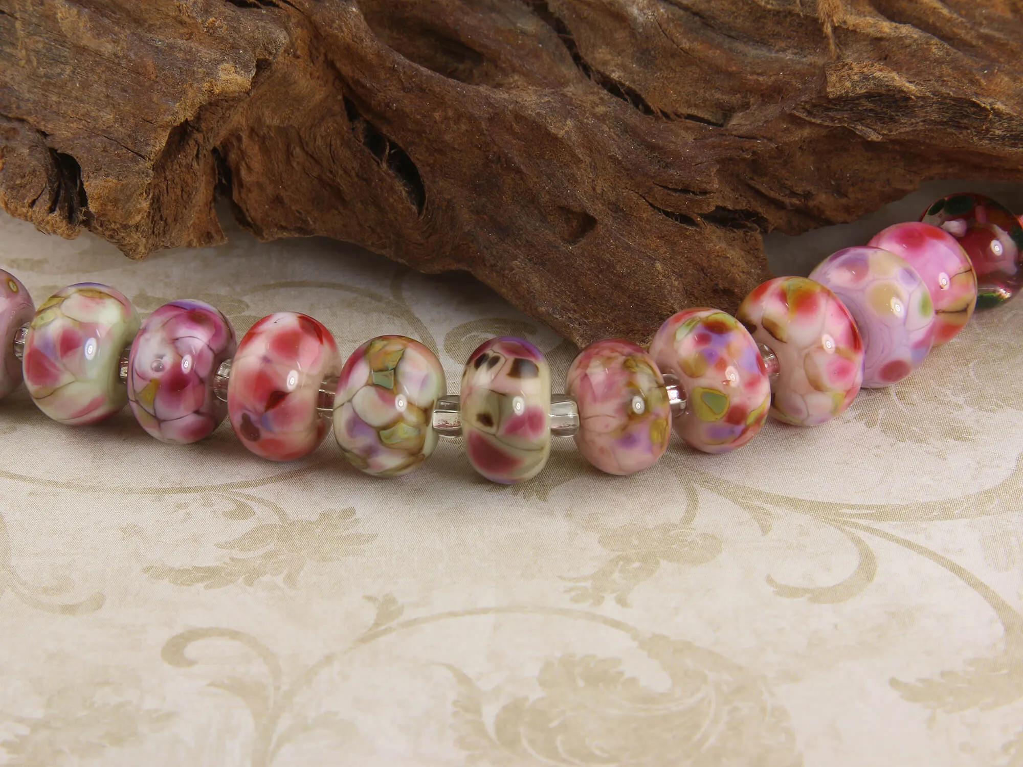 15 Pink Orphan Lampwork Beads Set SRA