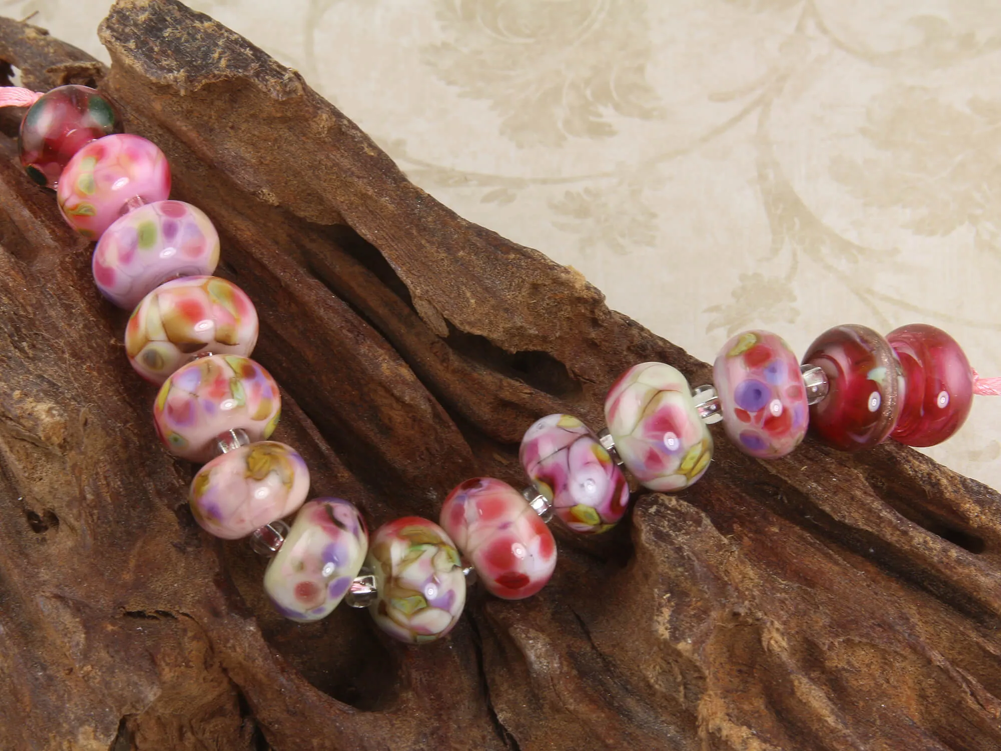 15 Pink Orphan Lampwork Beads Set SRA