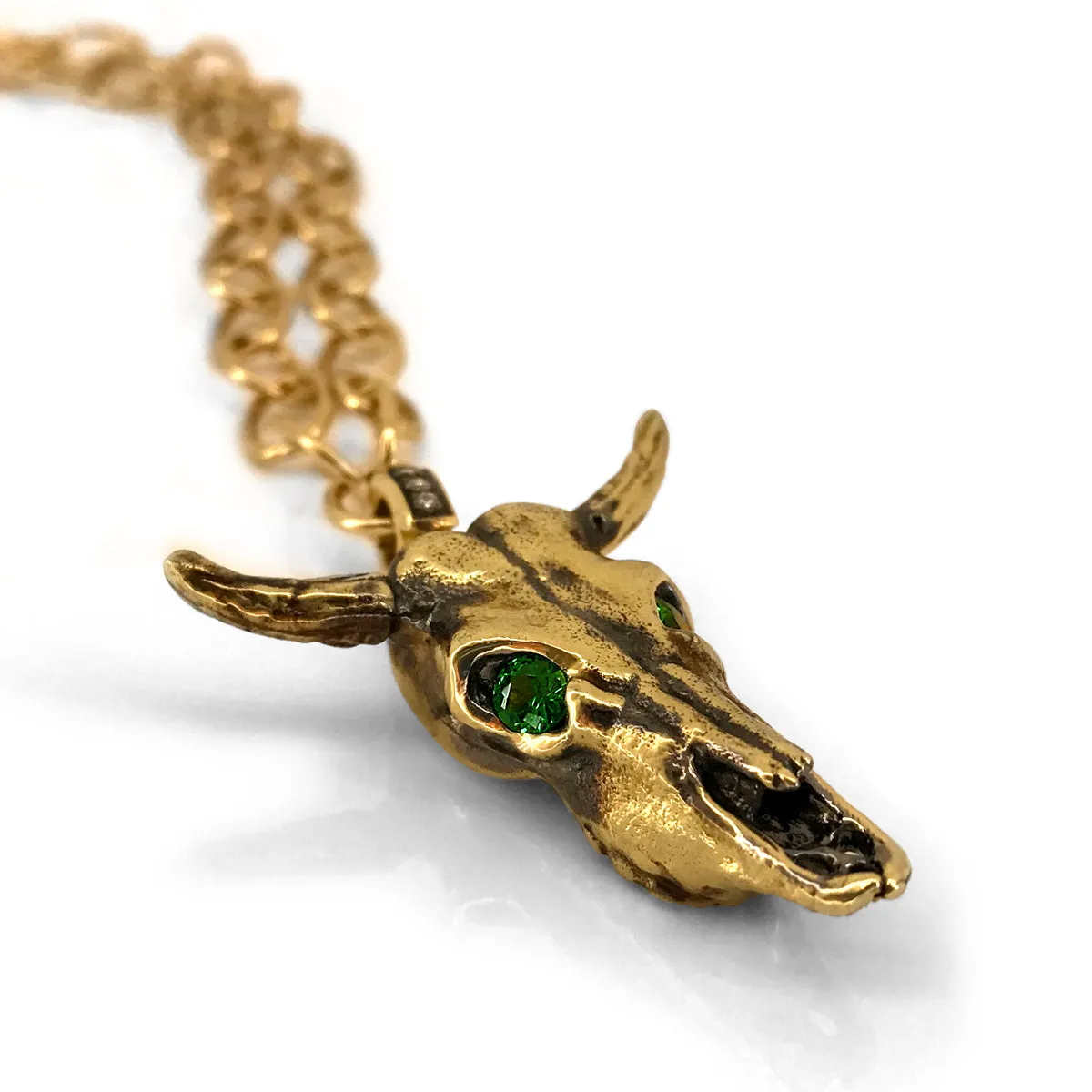 18kt Green Gold Medium Calf Skull Charm