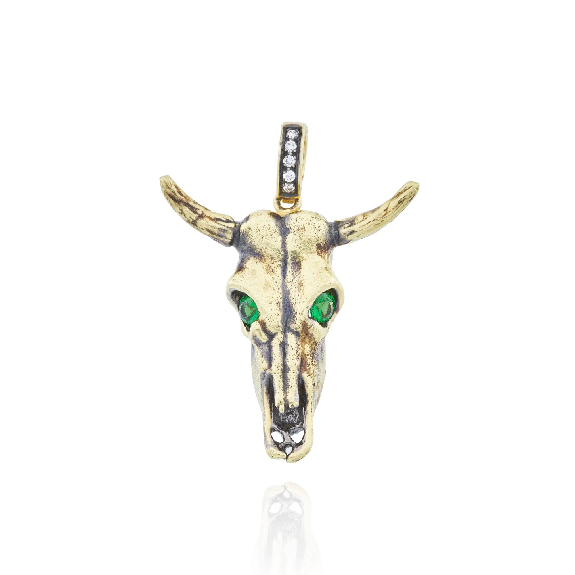 18kt Green Gold Medium Calf Skull Charm