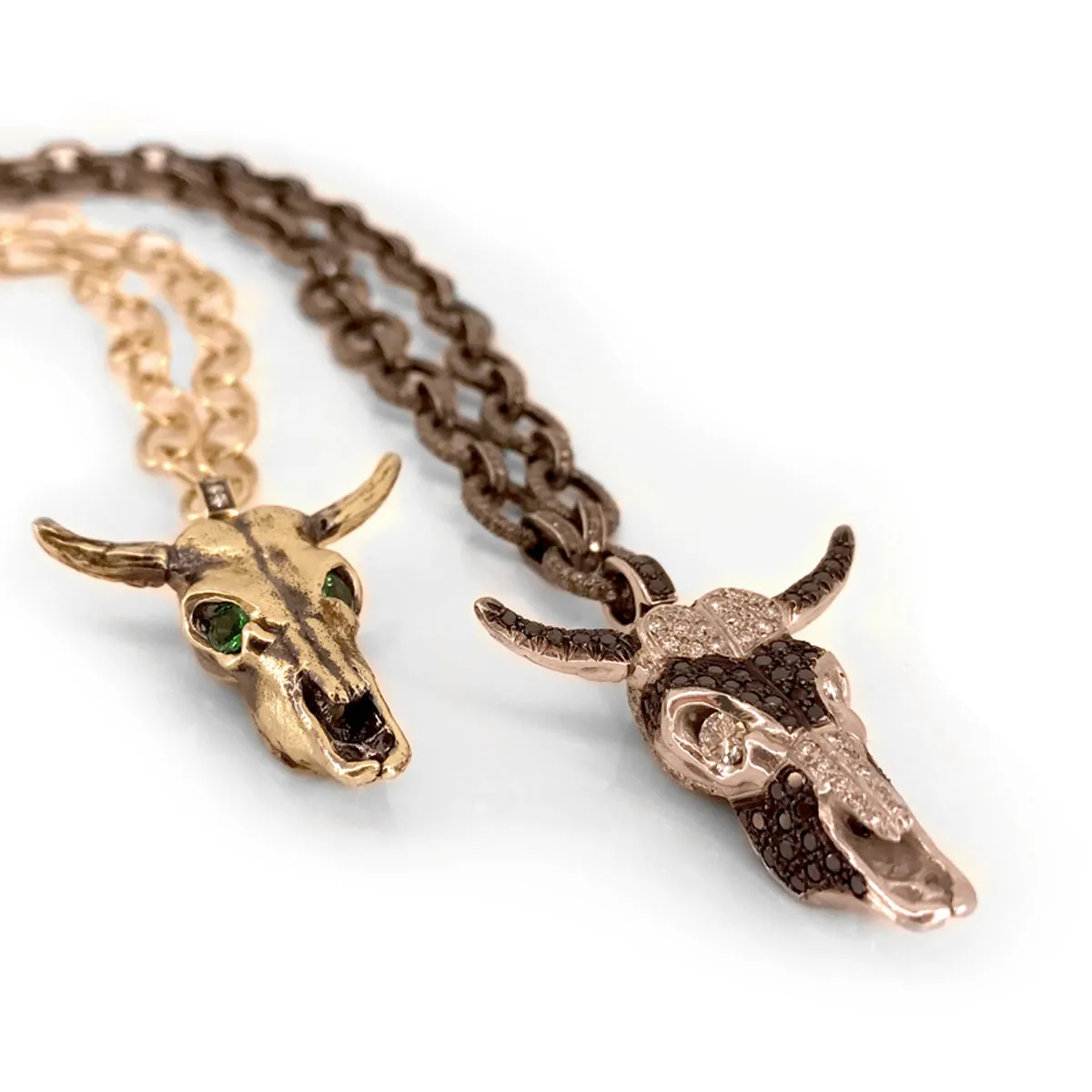 18kt Green Gold Medium Calf Skull Charm