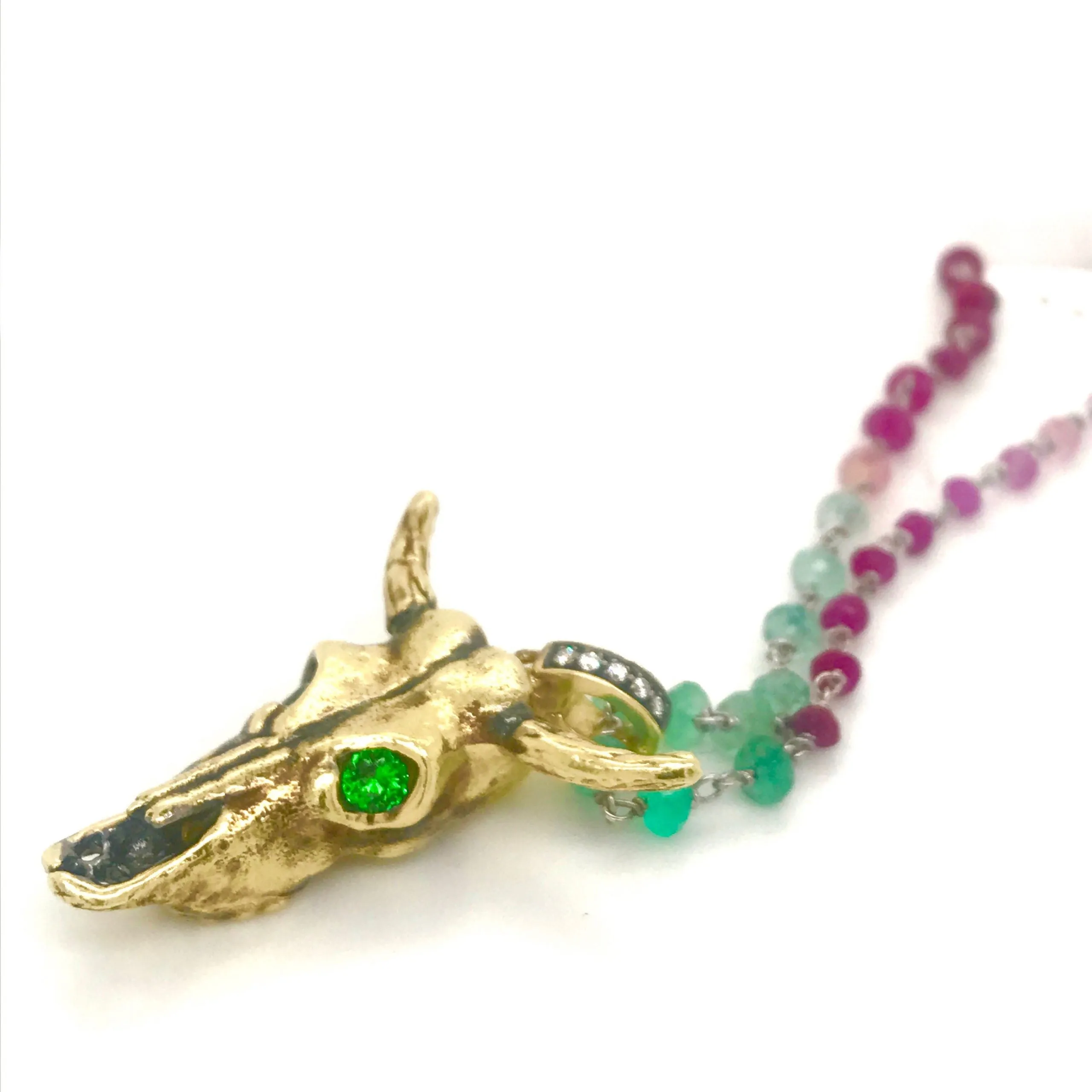 18kt Green Gold Medium Calf Skull Charm