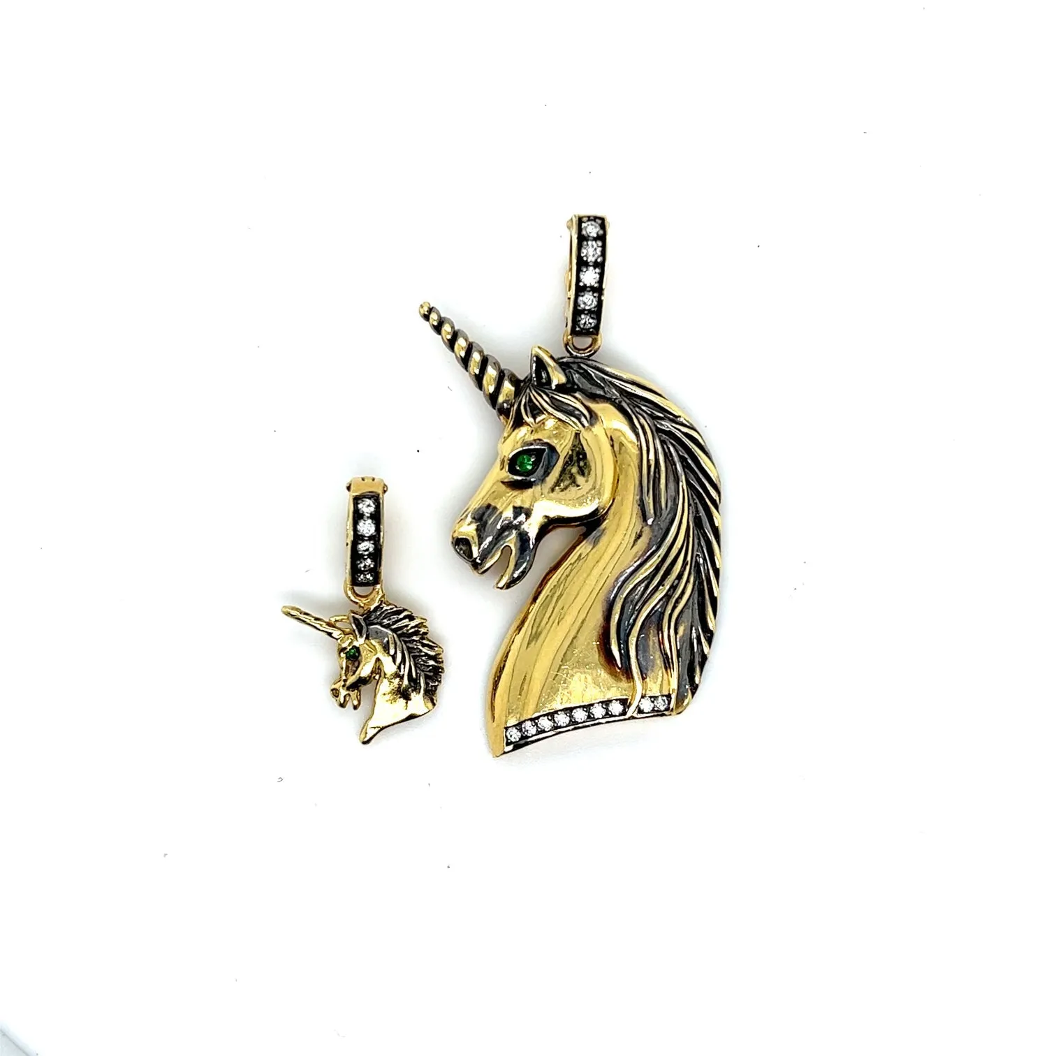 18kt Green Gold Unicorn Head Charm