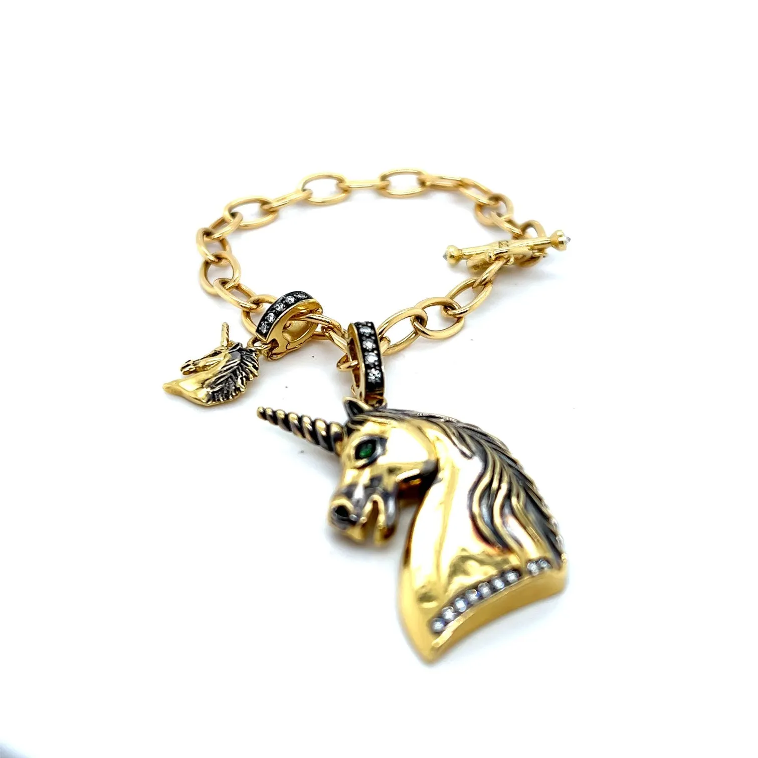 18kt Green Gold Unicorn Head Charm