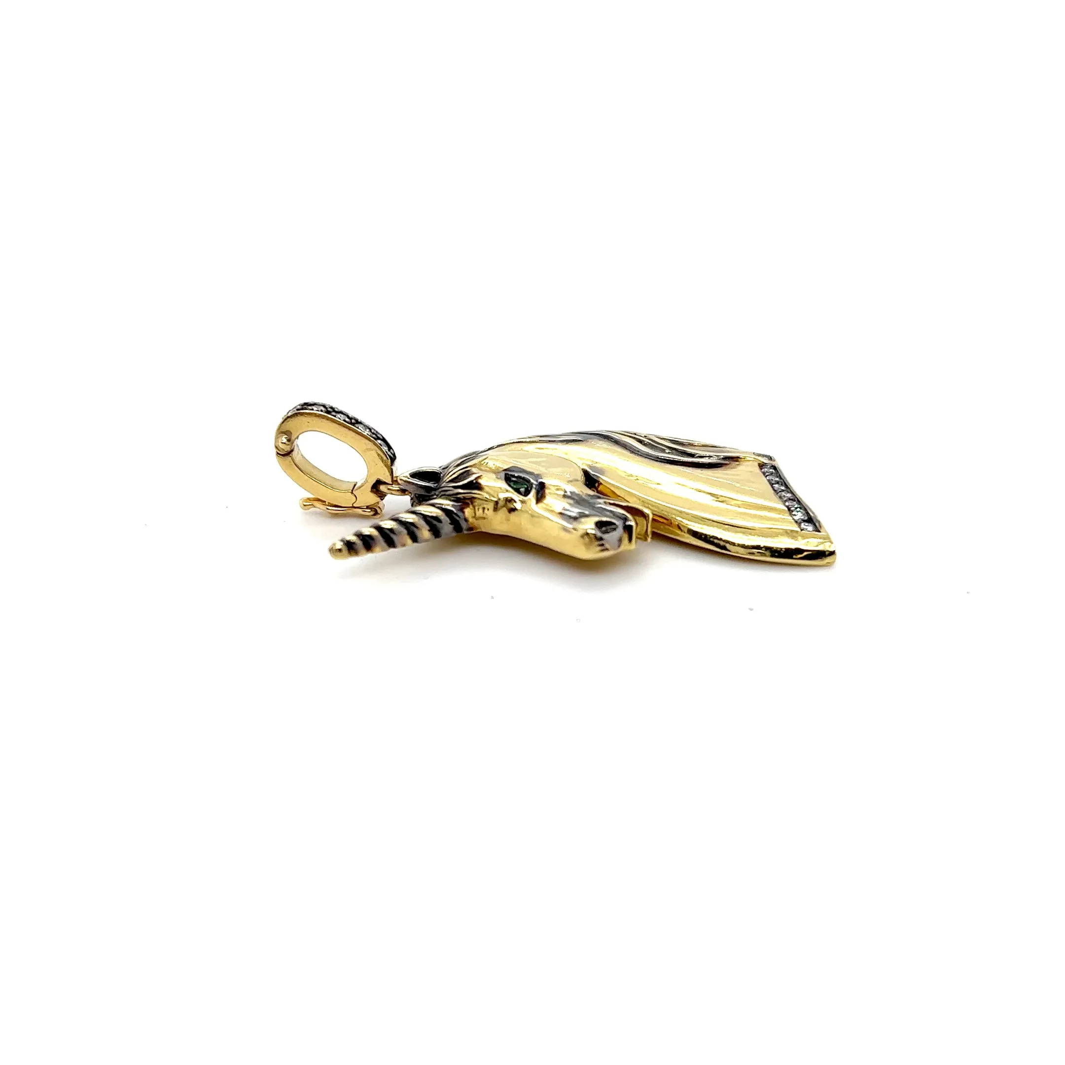 18kt Green Gold Unicorn Head Charm