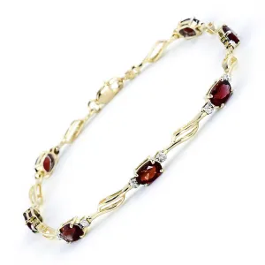 3.39 Carat 14K Solid Yellow Gold Tennis Bracelet Garnet Diamond