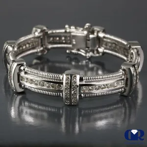 6.65 Carat Natural Diamond Bracelet In 14K White Gold