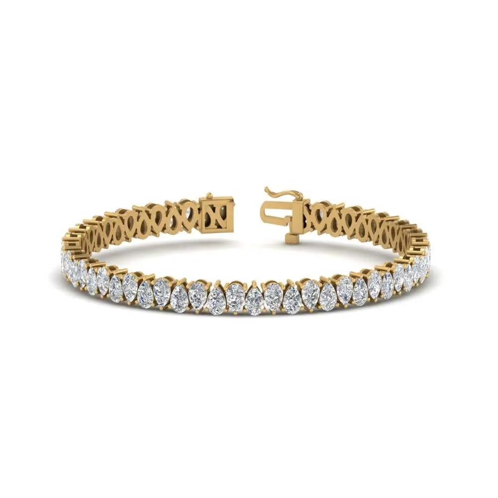 7.50 To 20 Carat Pear Cut Lab Diamond Tennis Bracelet 14K Gold