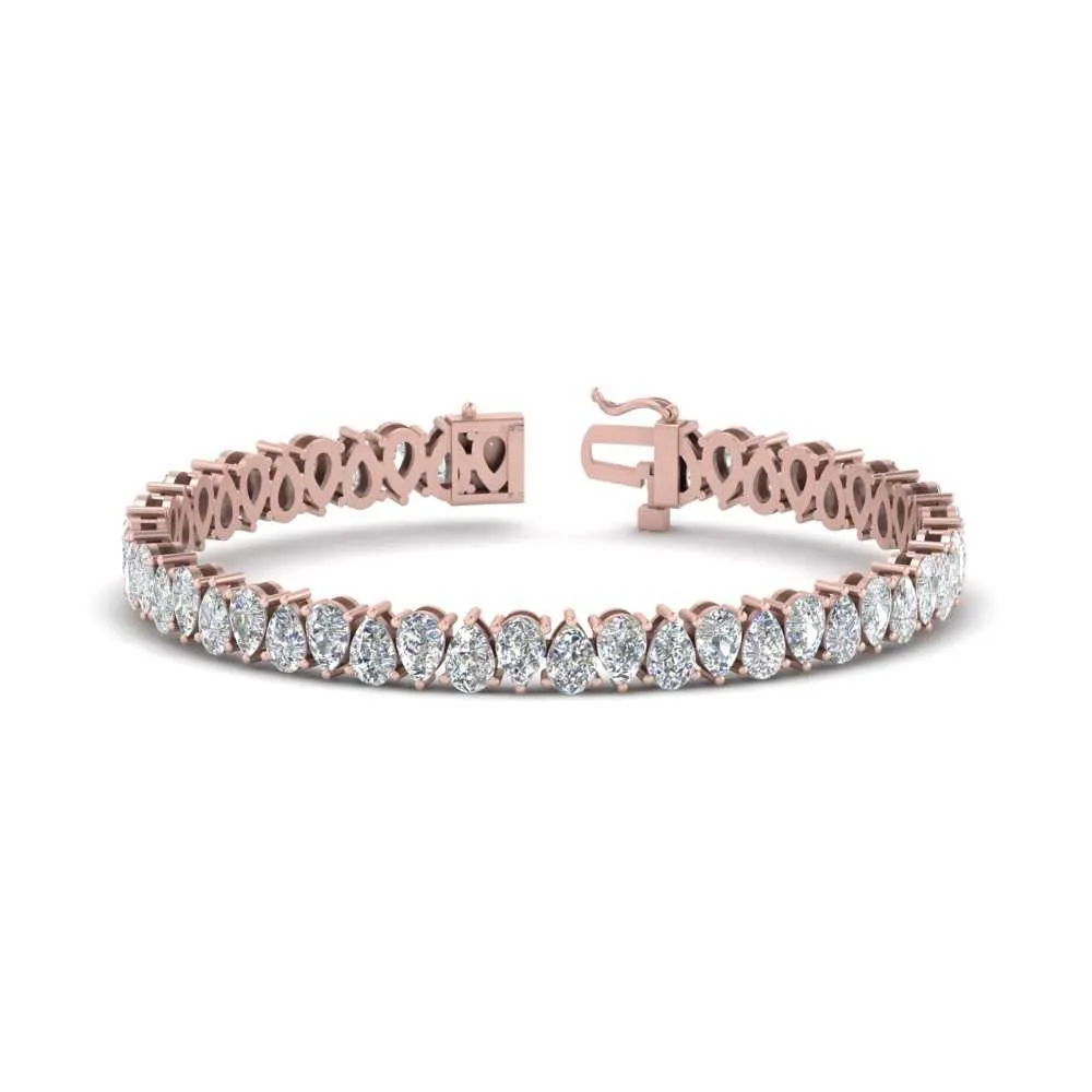 7.50 To 20 Carat Pear Cut Lab Diamond Tennis Bracelet 14K Gold