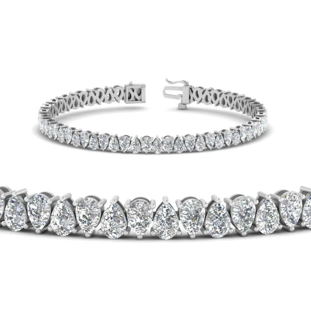 7.50 To 20 Carat Pear Cut Lab Diamond Tennis Bracelet 14K Gold