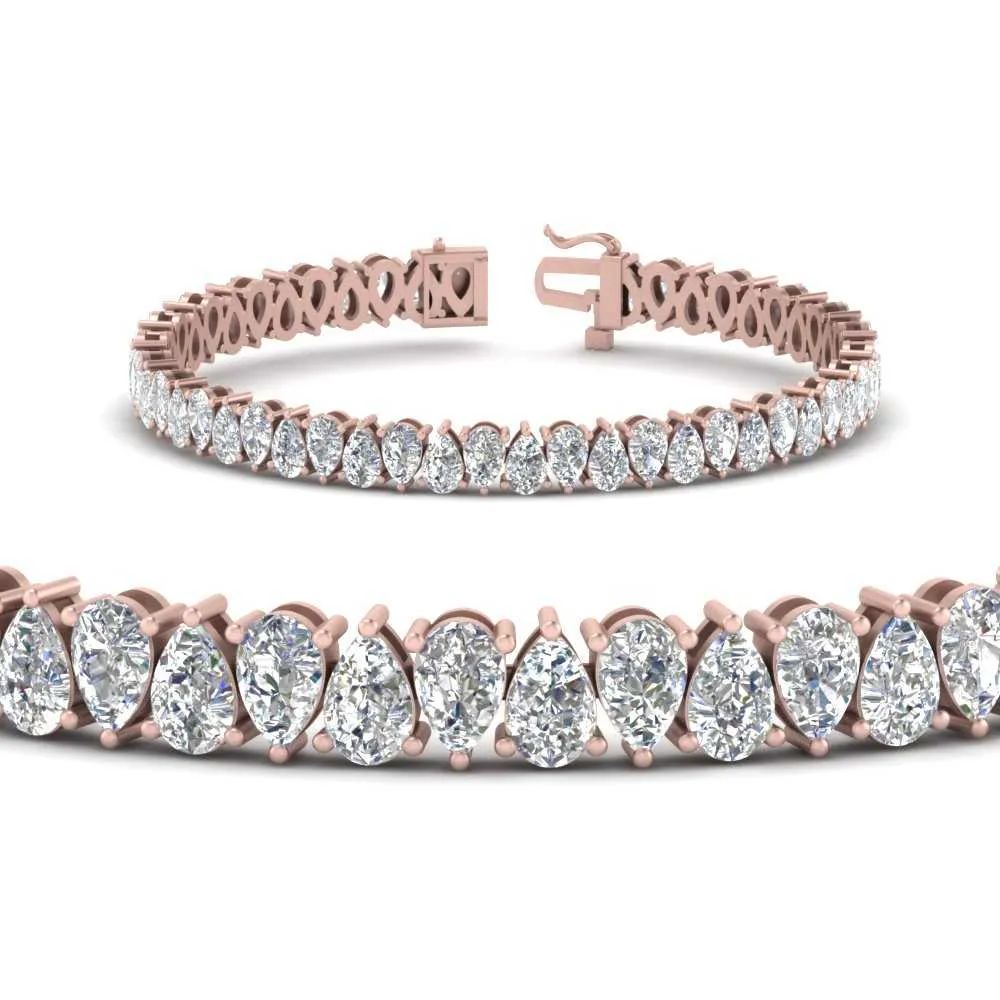 7.50 To 20 Carat Pear Cut Lab Diamond Tennis Bracelet 14K Gold