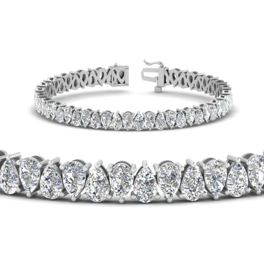 7.50 To 20 Carat Pear Cut Lab Diamond Tennis Bracelet 14K Gold