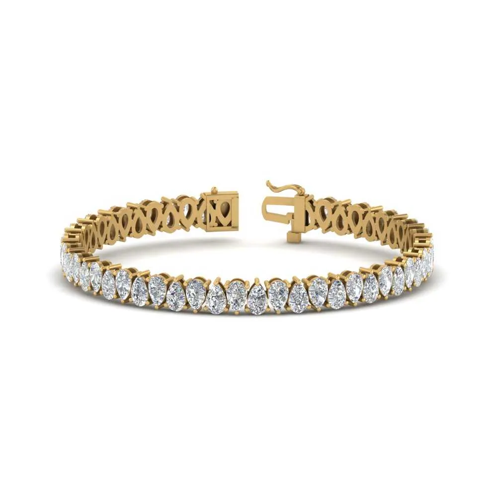 7.50 To 20 Carat Pear Cut Lab Diamond Tennis Bracelet 14K Gold