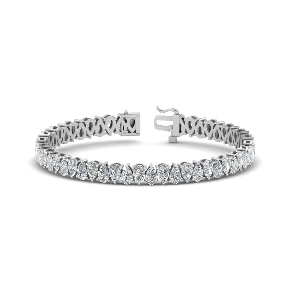 7.50 To 20 Carat Pear Cut Lab Diamond Tennis Bracelet 14K Gold