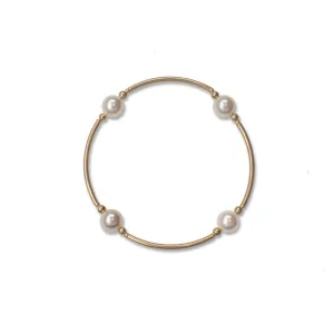 8mm White Blessing Bracelet with Gold Filled Tubes: S