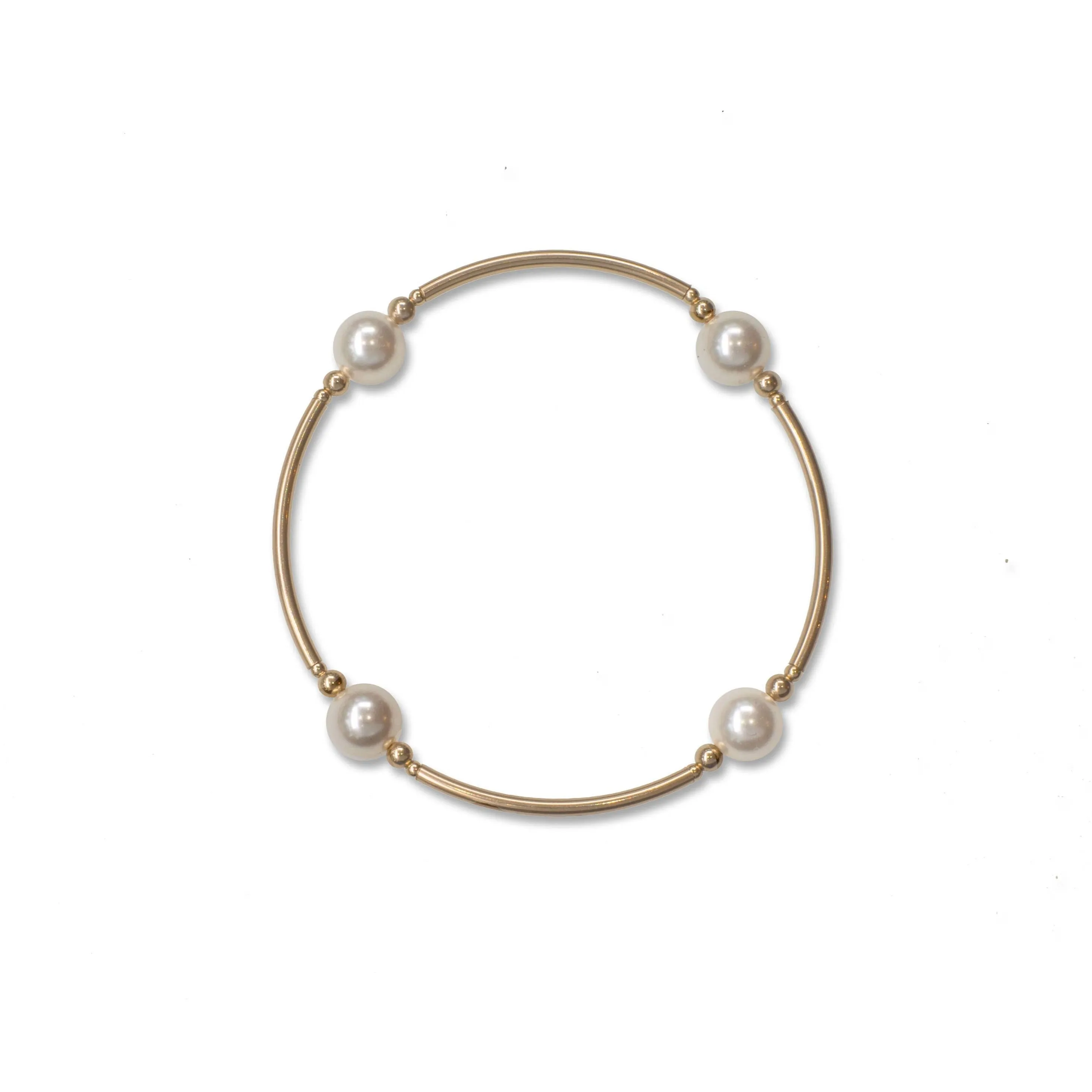 8mm White Blessing Bracelet with Gold Filled Tubes: S