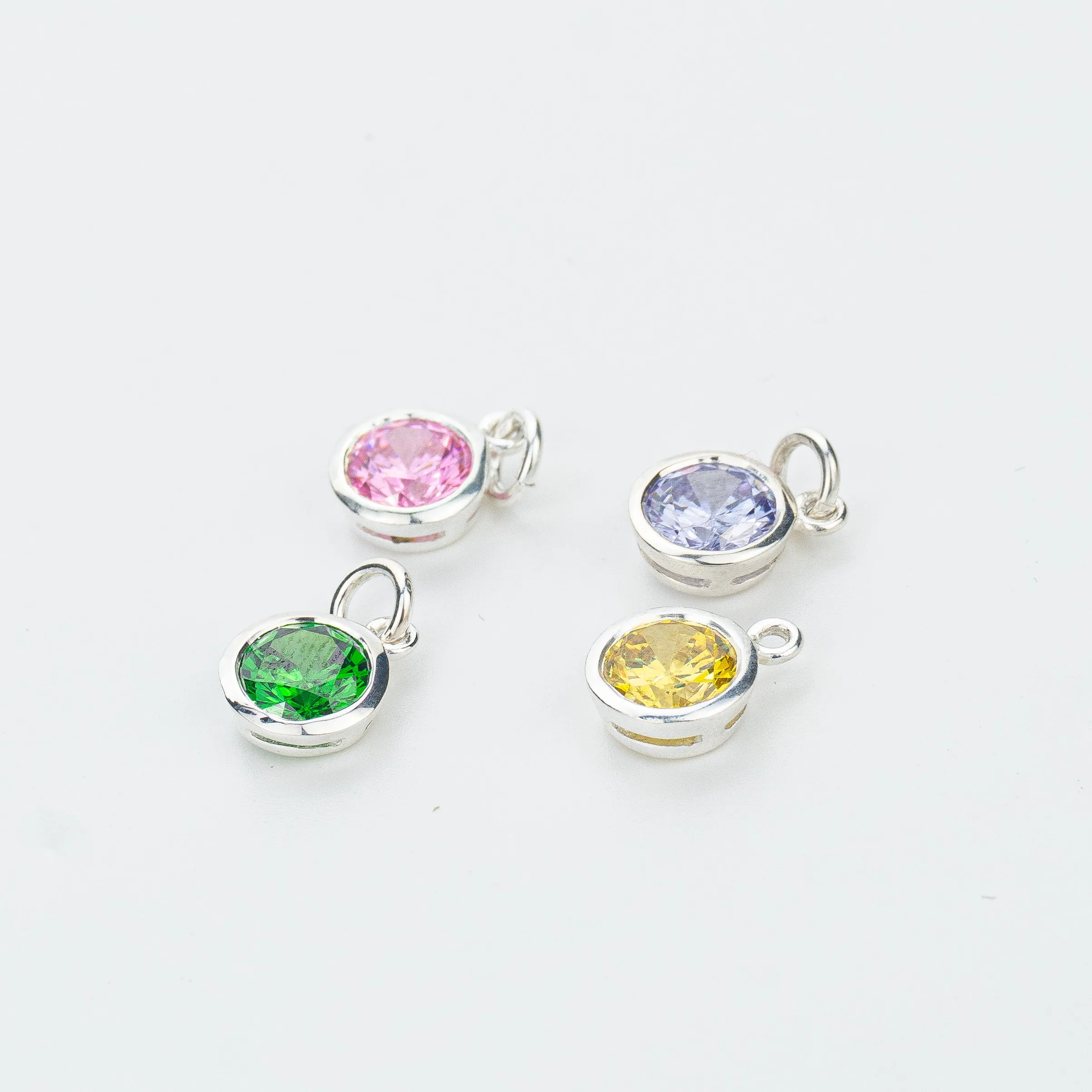 925 Sterling Silver Swarovski Birthstone No Clasp 3mm Charm Necklace, Birthstone Necklace