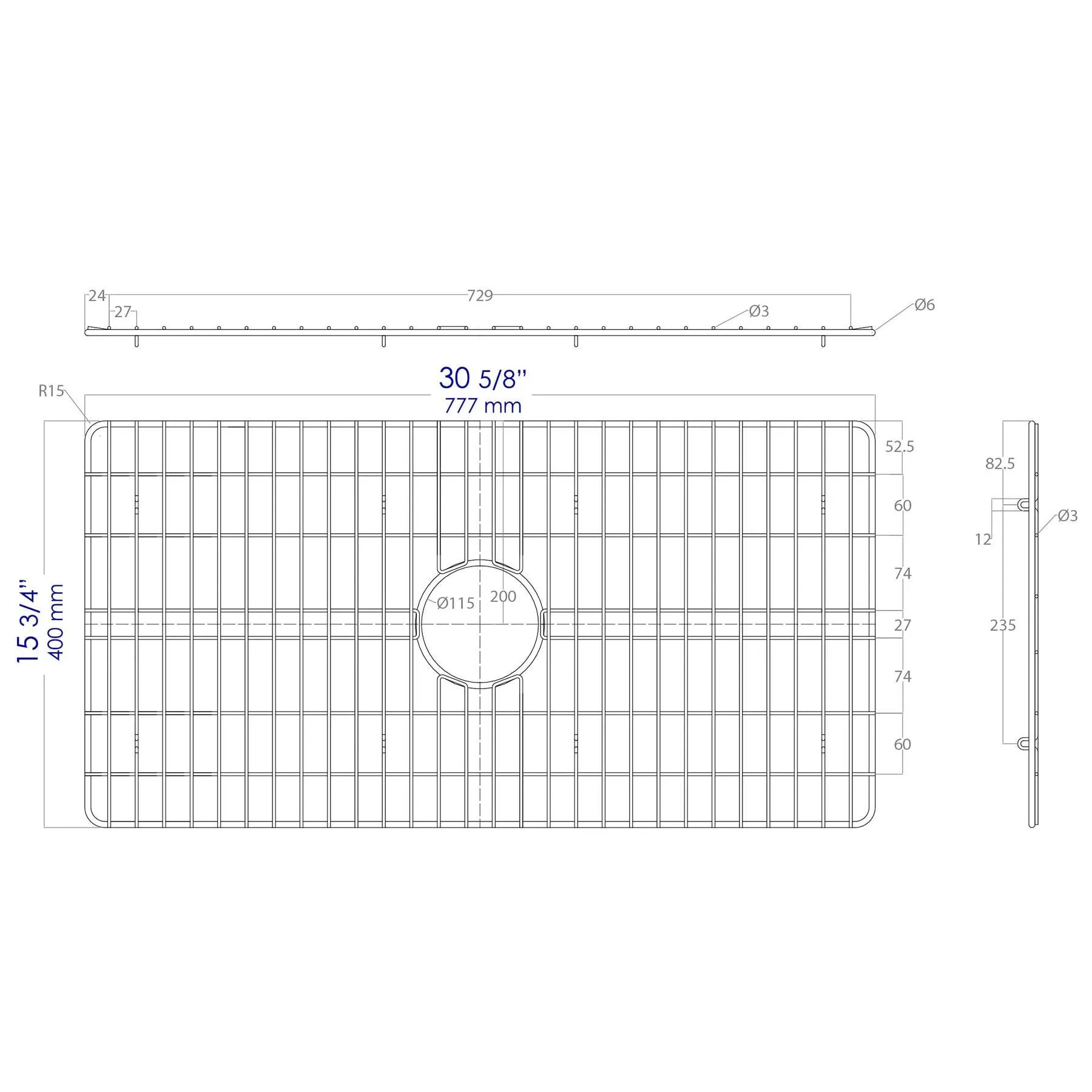 ALFI Brand ABGR33S Solid Stainless Steel Kitchen Sink Grid for ABF3318S Sink