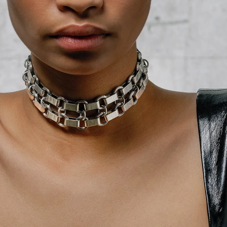 ANARCHY. Wide Chain Choker - Silver