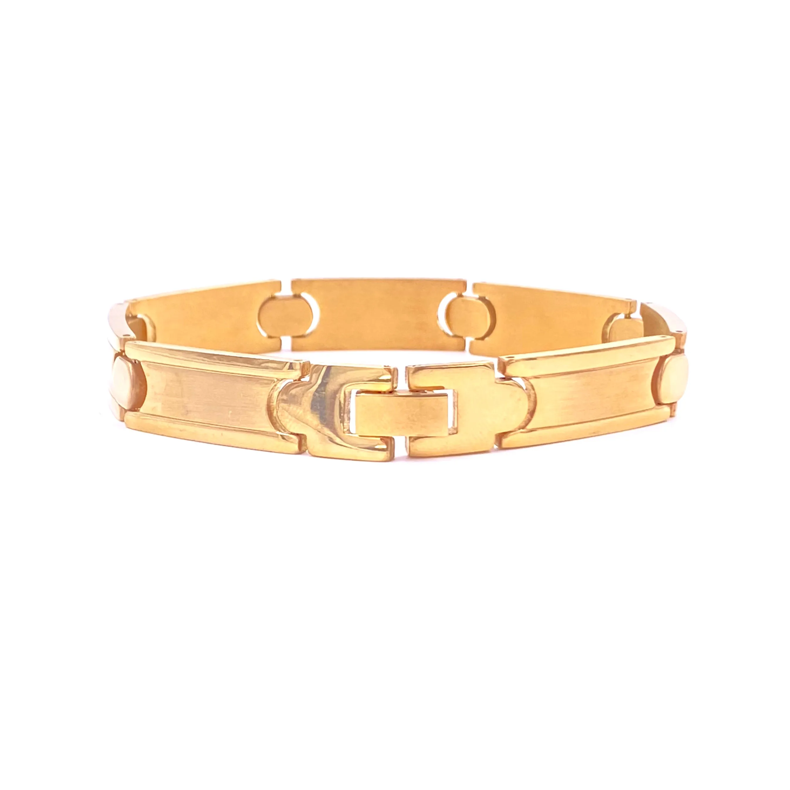 Ashley Gold Stainless Steel Gold Plated Circle Link Men's Bracelet