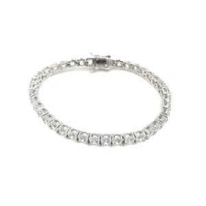 Ashley Gold Sterling Silver Four Prong 10.00CTW Round Cut CZ Tennis Bracelet