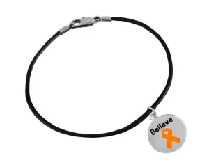 Believe Orange Ribbon Charm Black Cord Ribbon Bracelets