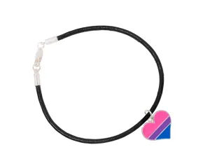 Bisexual Heart Leather Cord Bracelets