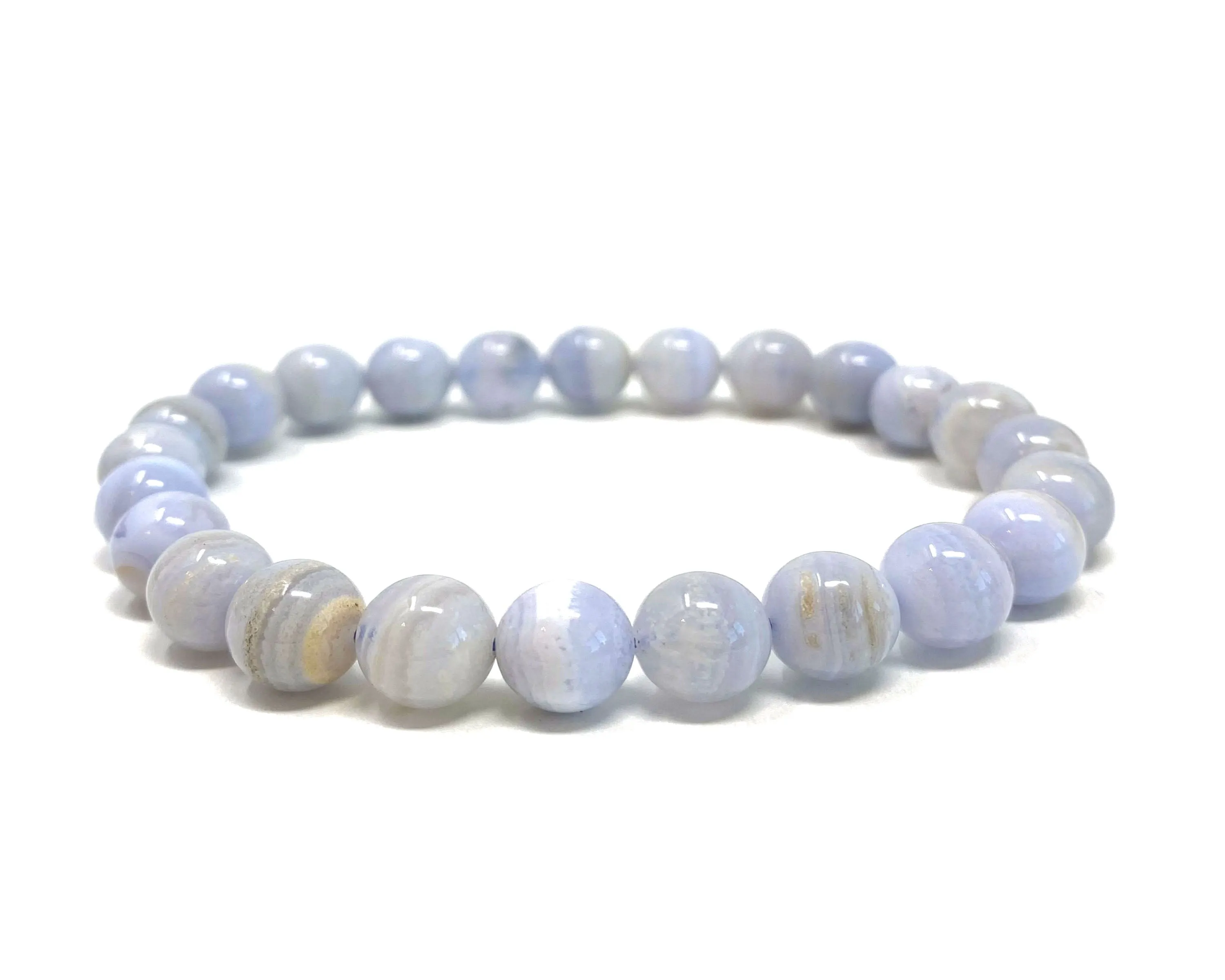 Blue Lace Agate Beaded Crystal Bracelet