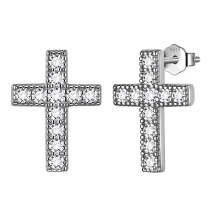 Classic Small Cross Stud Earrings Women Mens Jewelry Sterling Silver