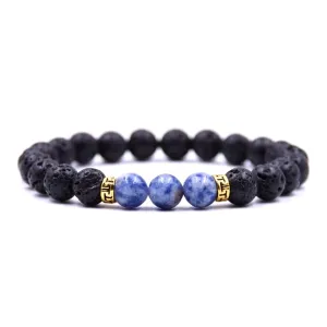 Classy Men Bracelet Lava Stone Blue