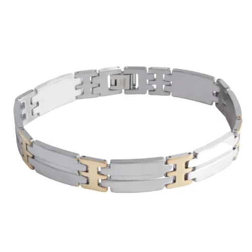 Classy Men Silver Gold Steel Bracelet