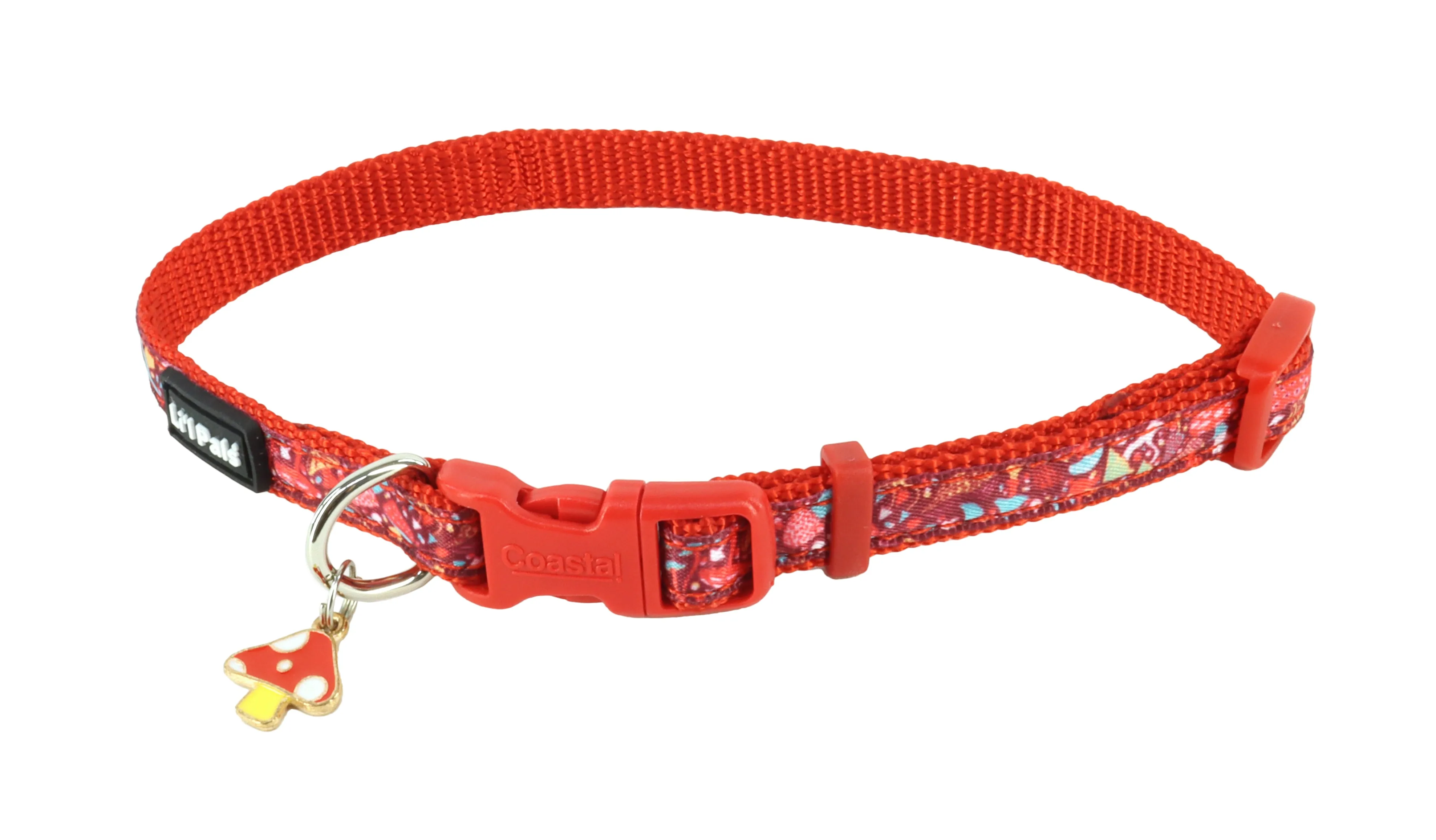 Coastal Pet Products Li'l Pals Charming Ribbon Overlay Dog Collar in Li'l Mushrooms