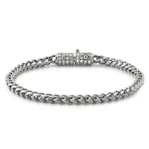 CZ Clasp 4MM Stainless Steel Franco Bracelet