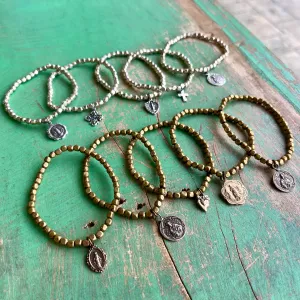 Dainty Brass Bronze and Silver Bracelet