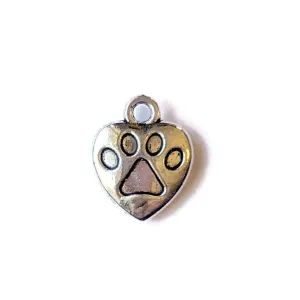 Dog/Cat Paw Print Heart Charm