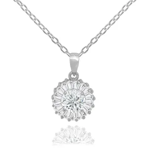 Ellee 18k White Gold Plated Silver Pendant Necklace with Simulated Diamond CZ Crystals