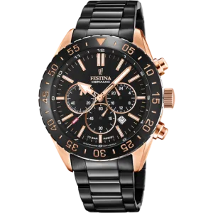 Festina Ceramic Chronograph Mens Watch I Model F20578/1 Quartz Movement