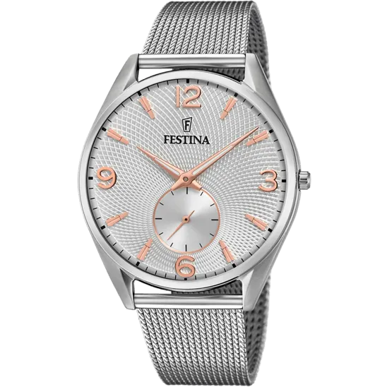 Festina Retro Stainless Steel Analog Mens Watch I Model F6869/1 Quartz Movement