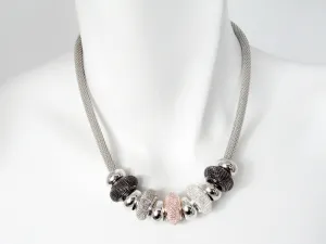 Floating Metal & Mesh Bead Necklace