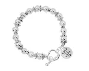 Gay Pride Love Is Love Circle Silver Beaded Charm Bracelets