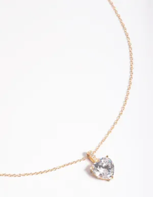 Gold Plated Sterling Silver Cubic Zirconia Heart Necklace