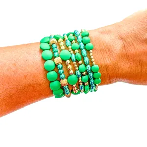 Green Mix Bead Bracelets