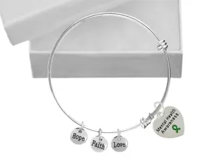 Green Ribbon Mental Health Retractable Charm Bracelets