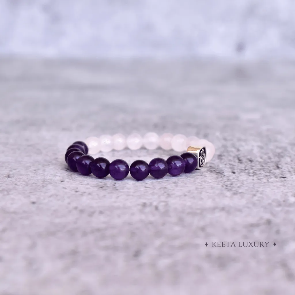 Hamsa Om - Rose Quartz & Amethyst Bracelets