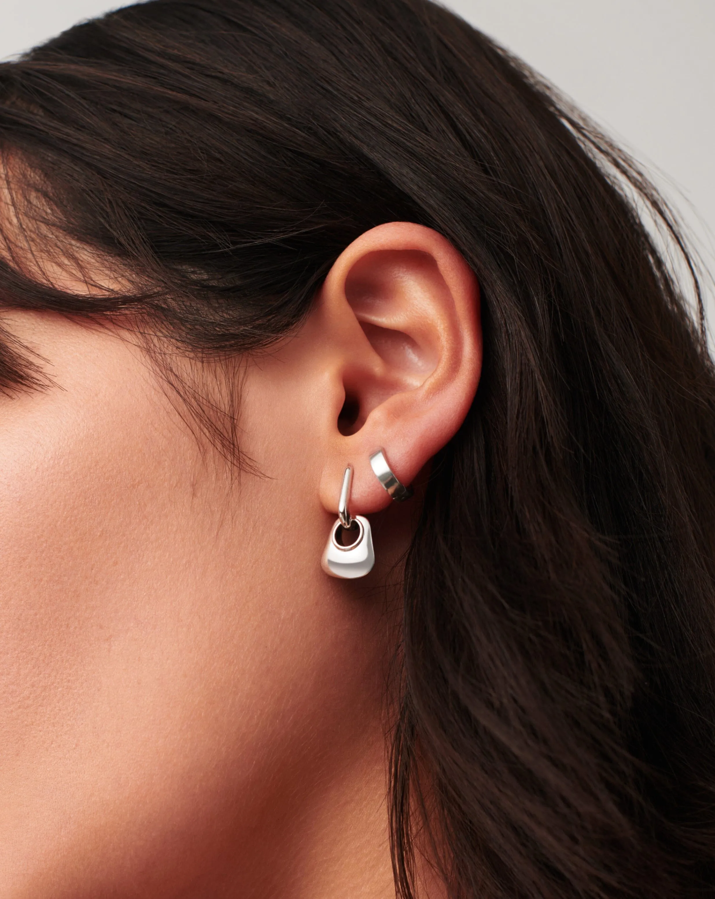 Hera Mini Charm Hoop Earrings | Silver Plated