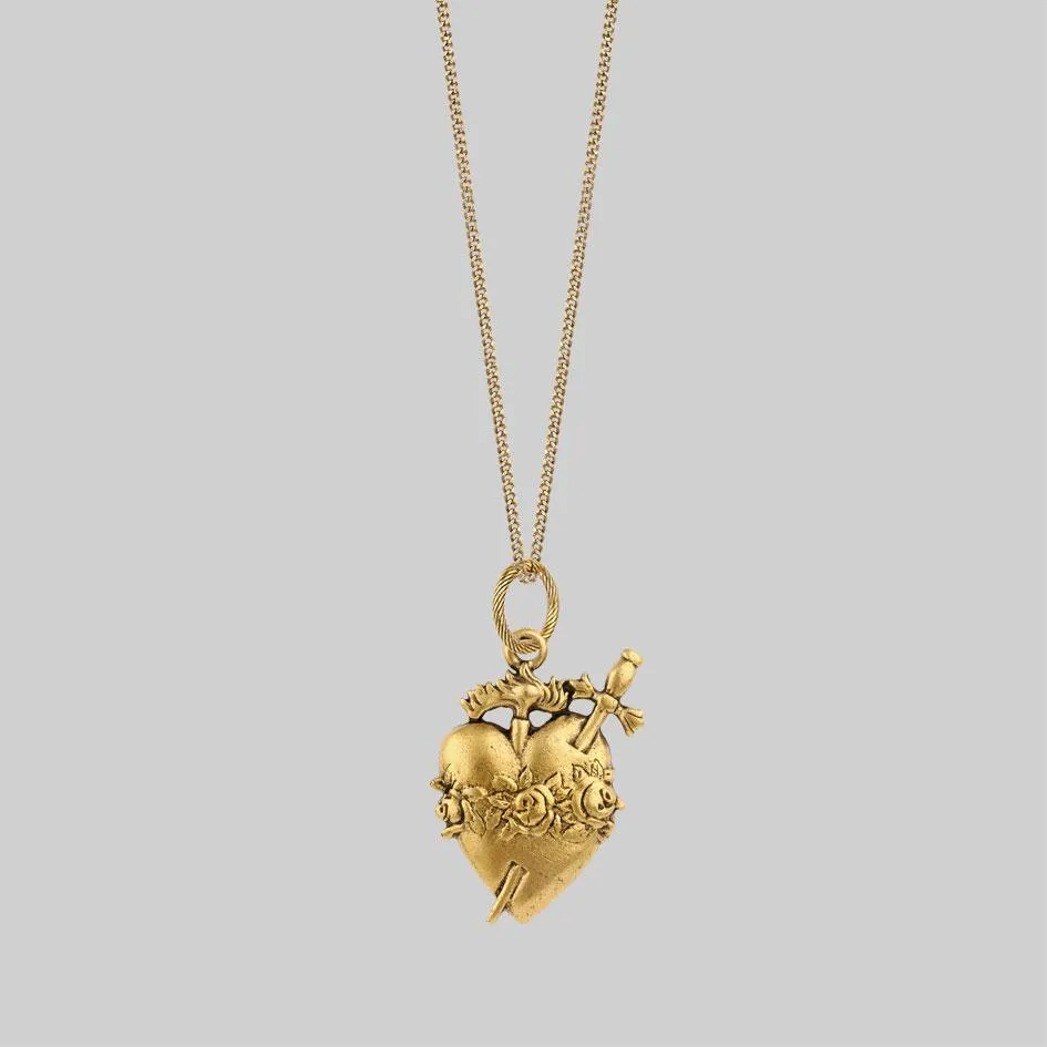 INFERNO. Sacred Heart Necklace - Gold